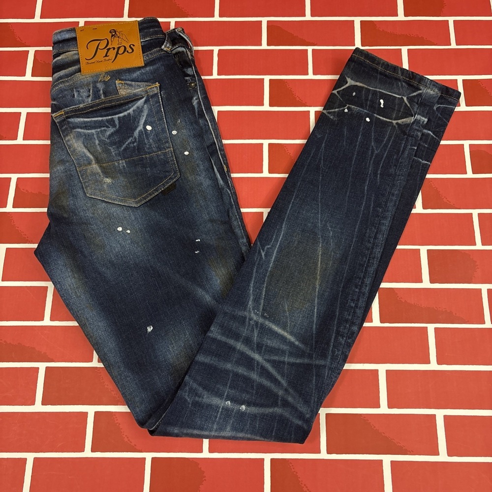 Prps Jeans Men Distressed 28x34 Blue Denim Indigo Slim Straight E99P92W